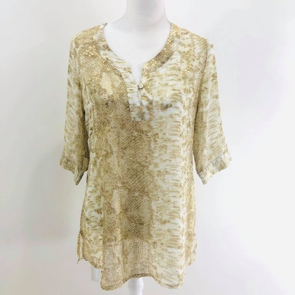 Solitaire Swim Woman's Sz S Top Tunic Gold Retro S